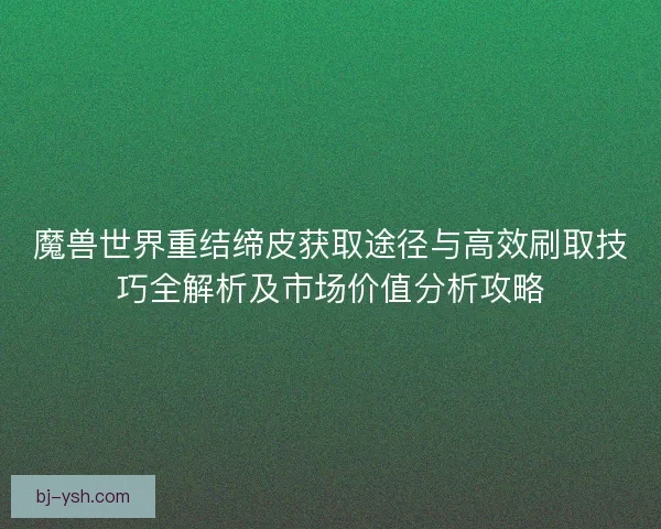 魔兽世界重结缔皮获取途径与高效刷取技巧全解析及市场价值分析攻略