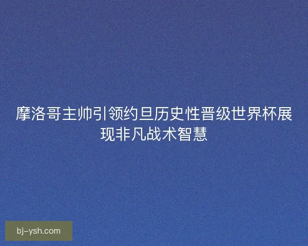 摩洛哥主帅引领约旦历史性晋级世界杯展现非凡战术智慧